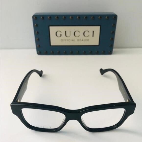 New - GUCCI GG1428O 001 square Gucci optical comes in a shiny black frame - Picture 9 of 15
